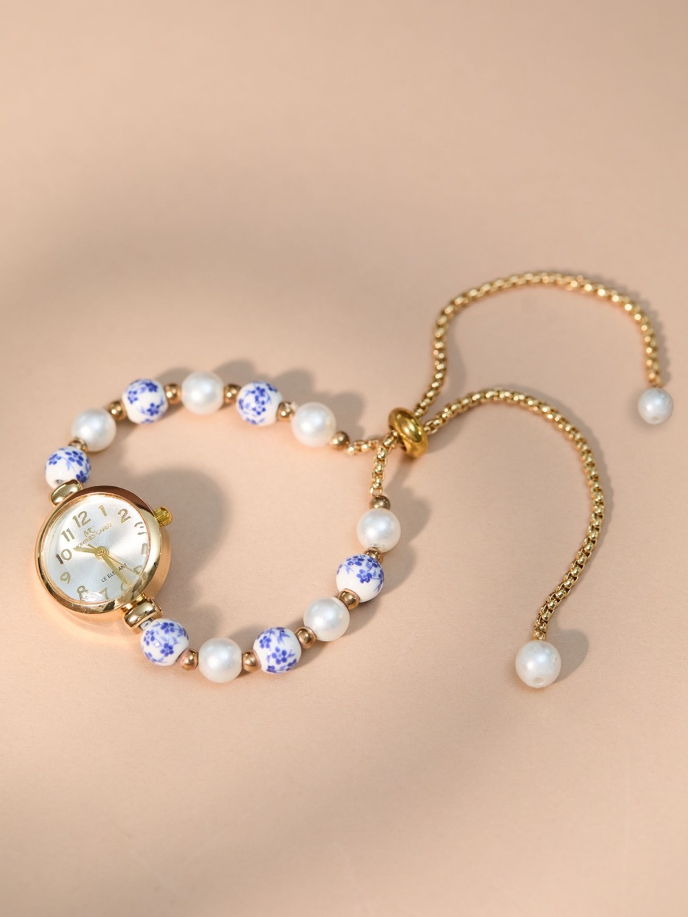 NWT Altar’d State Blue & Gold Painted Bead Pull Tie Watch NWT